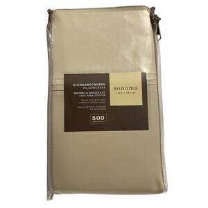 Sonoma Standard Queen Pillowcases Wrinkle-Resistant 100% Pima Cotton Fog NIP
